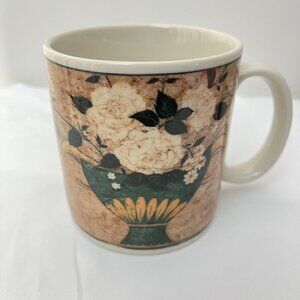 Warren Kimble White Roses Mug Sakura 1997 Dishwasher & Microwave Safe Vintage‎